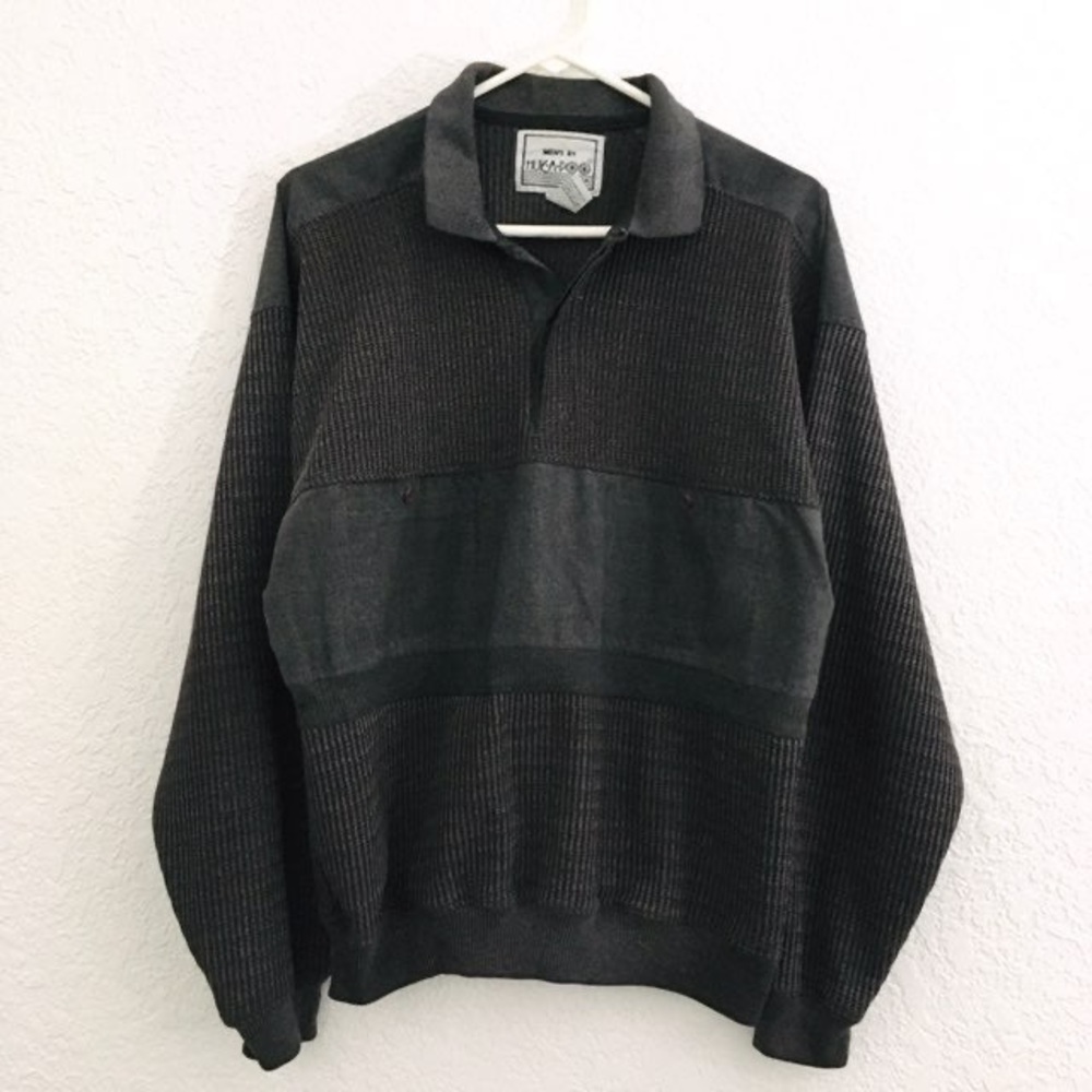 Rare Vintage HUKAPOO Men's Shirt Boating Sweater Dark Grey Size XL